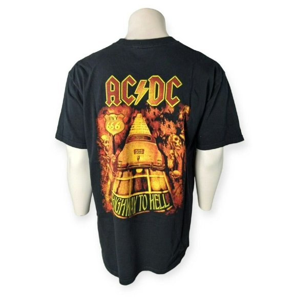 Vintage 90s ACDC Highway to Hell TShirt XL Crewneck Embroidered Double Sided Tee - Picture 3 of 16